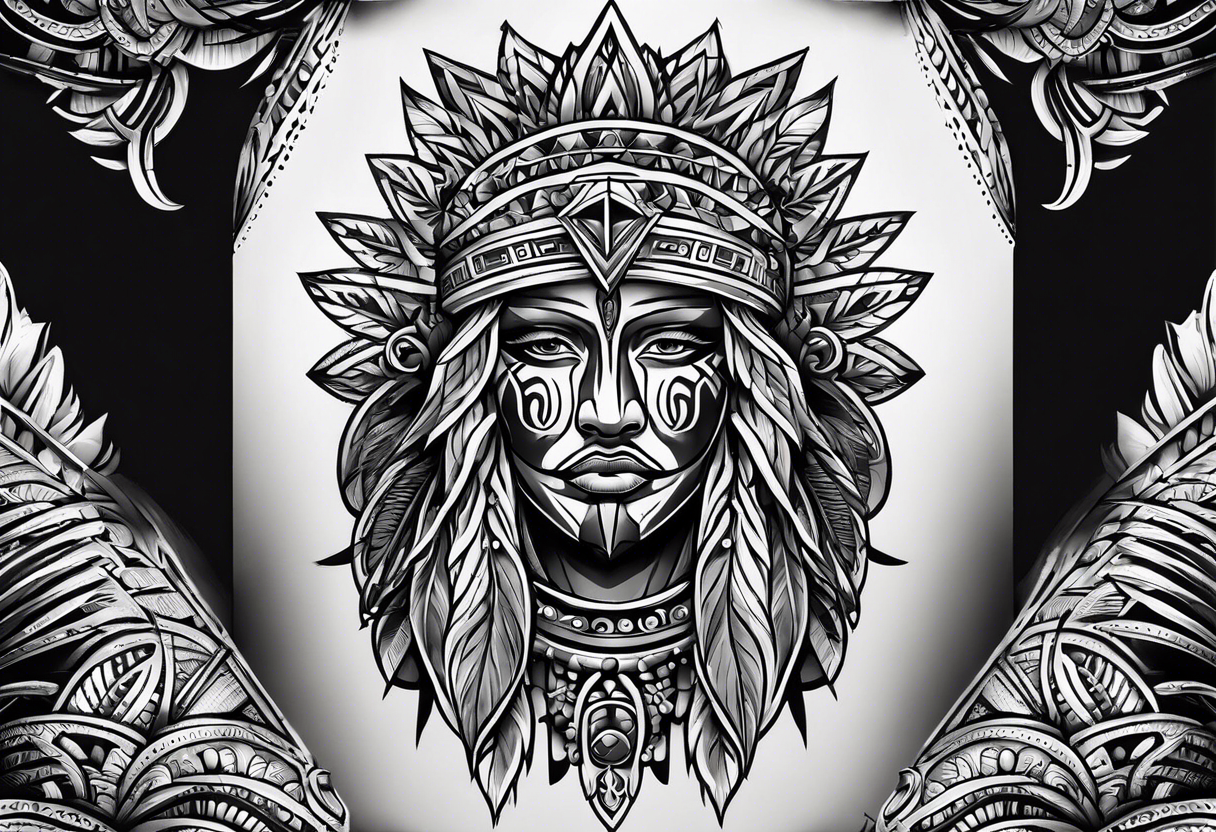 Puerto Rican tribal arm tattoo with spears tattoo idea