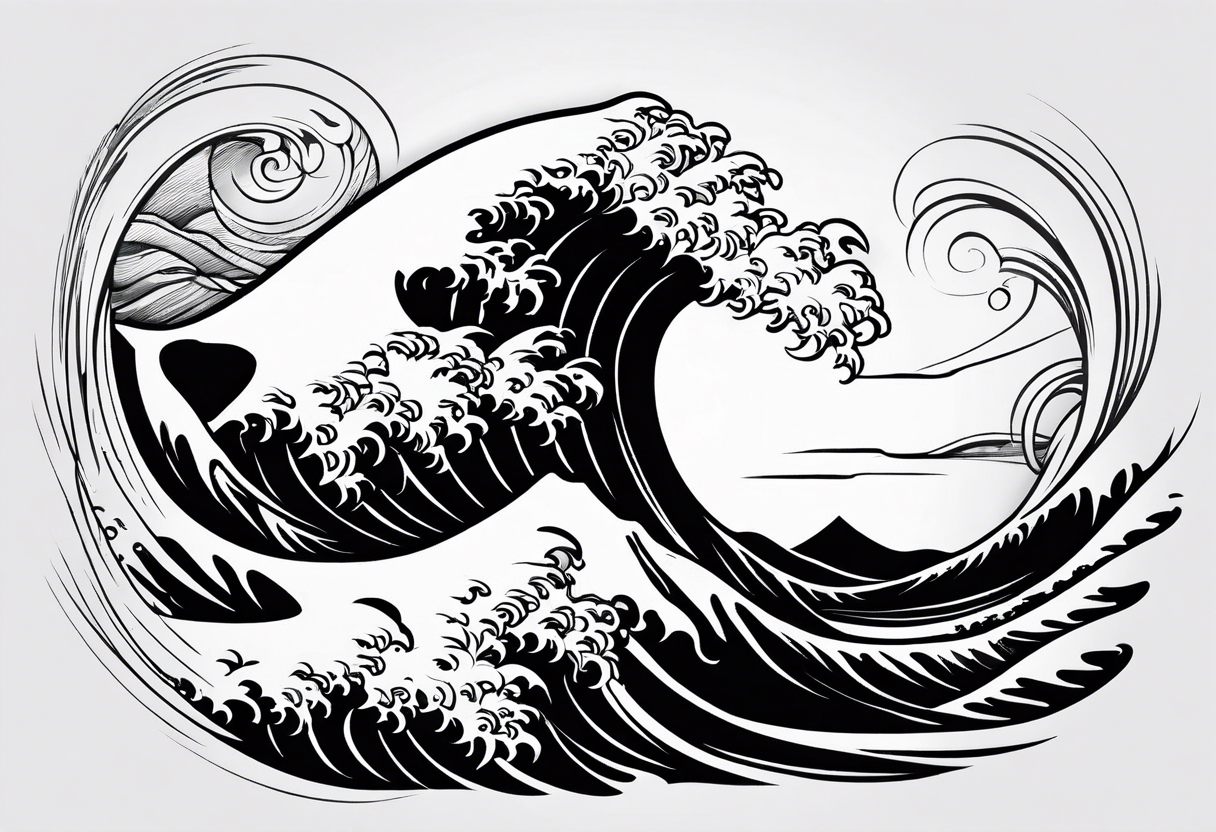 Wave with number 41 inside tattoo idea