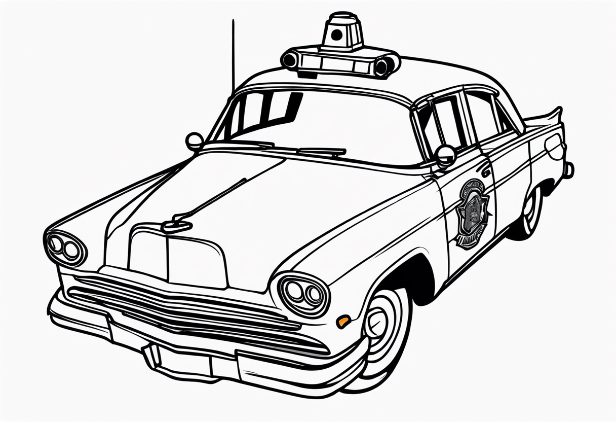 black fire police car tattoo idea