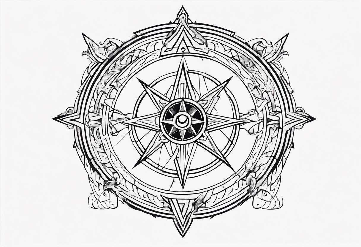 the viking compass with heart of hunger tattoo idea