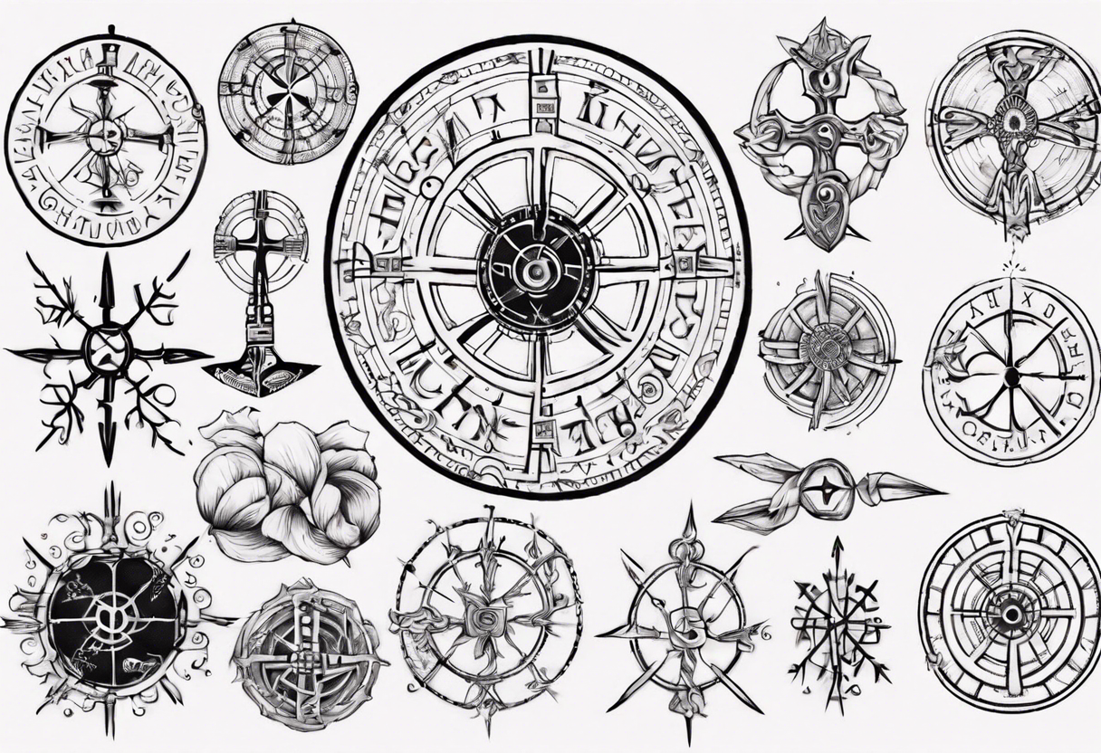 elaborate vegvísir tattoo idea