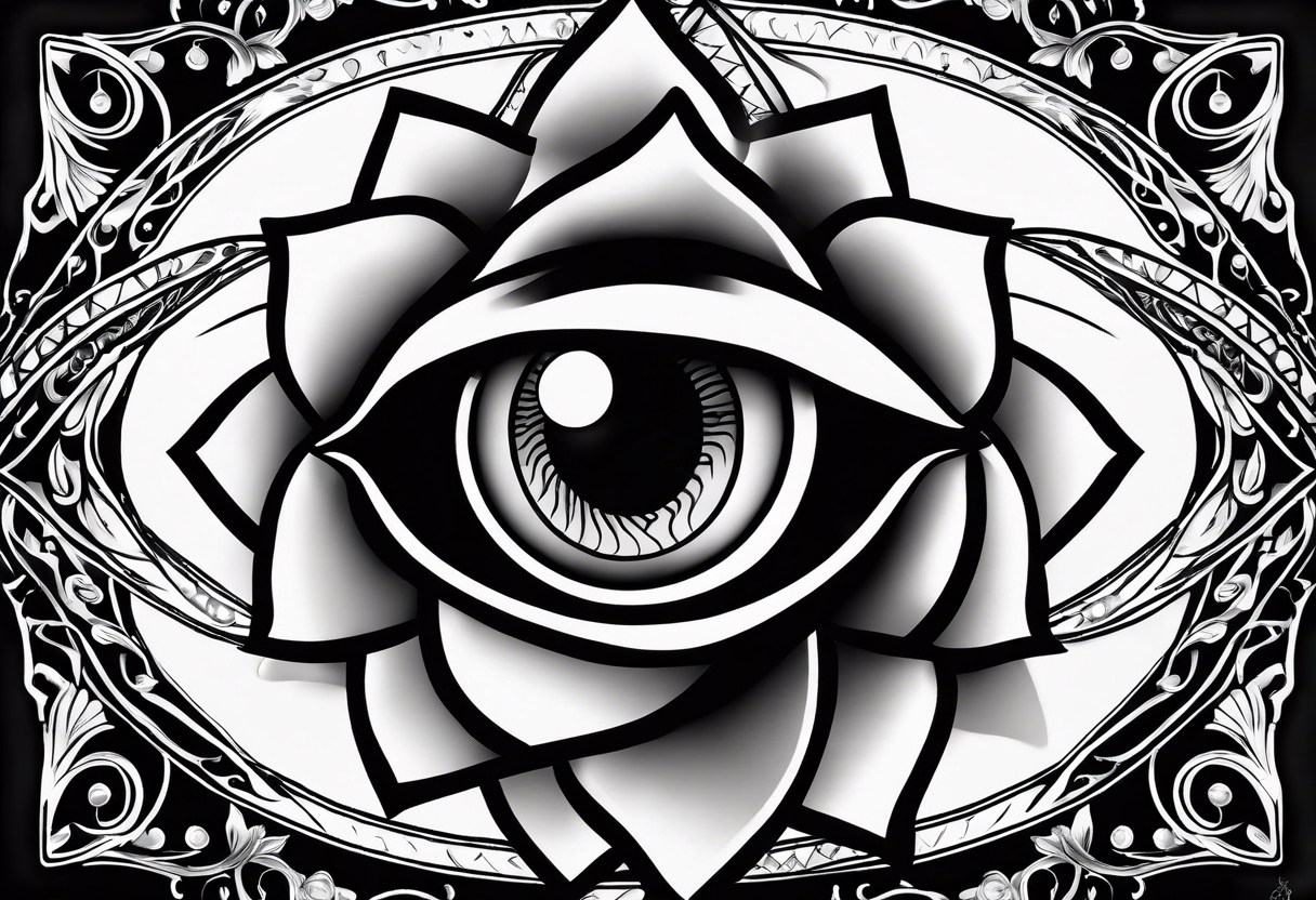 Occult eye tarot card rose tattoo idea