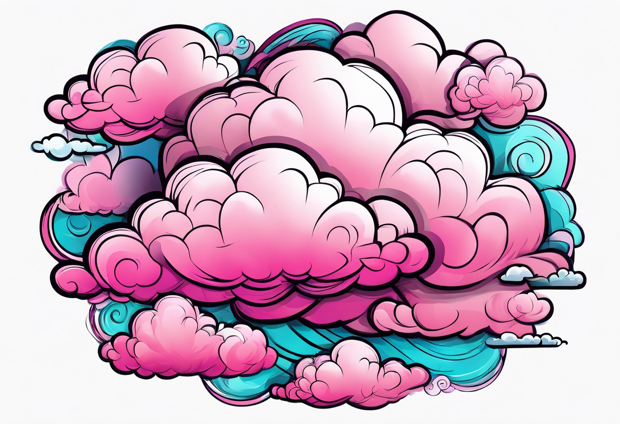 pink fluffy clouds tattoo idea