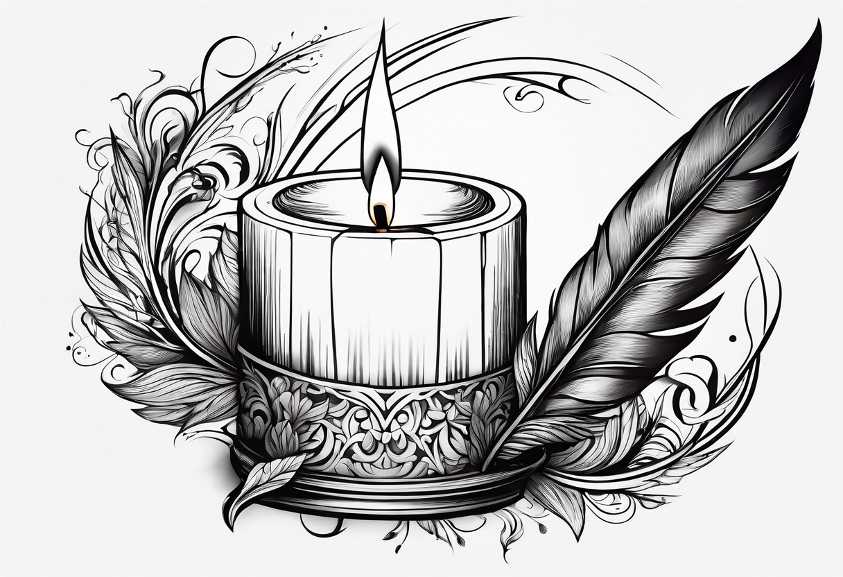 quill pen with candle tattoo idea