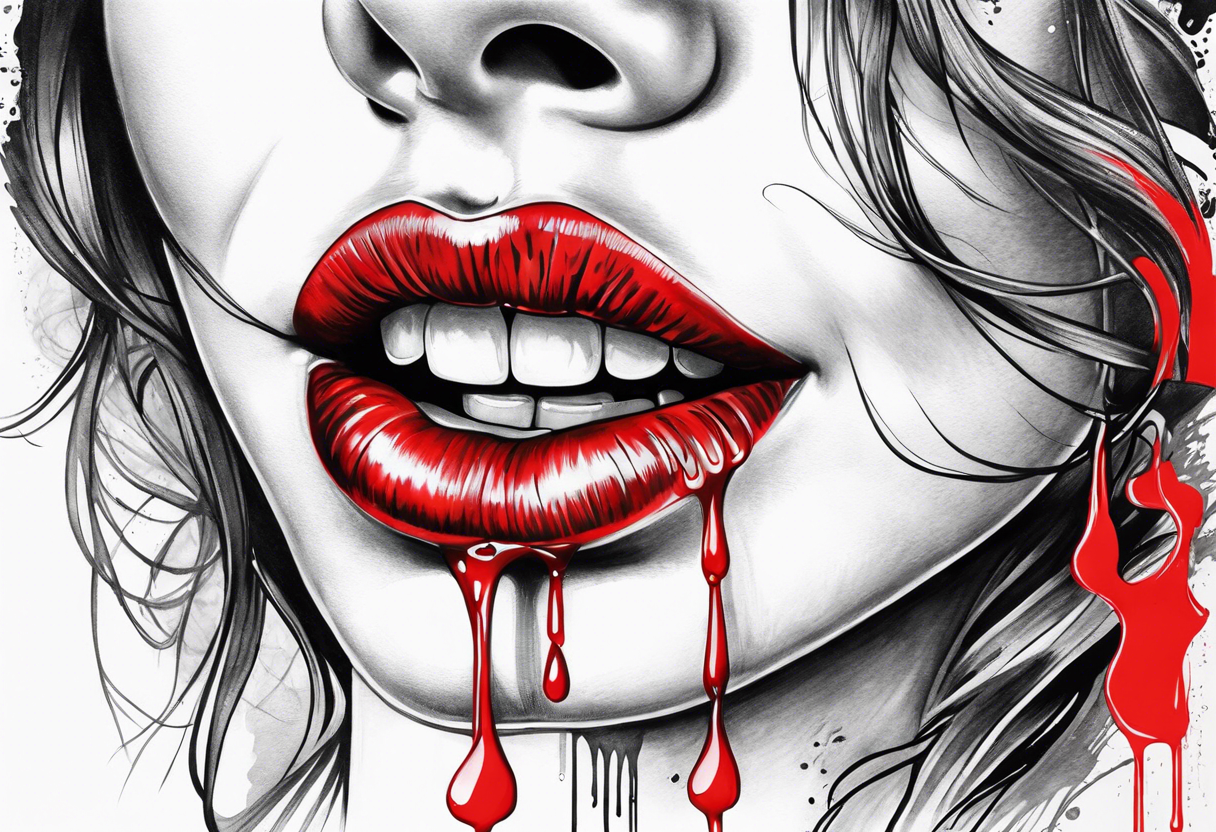 red lips dripping wet tattoo idea