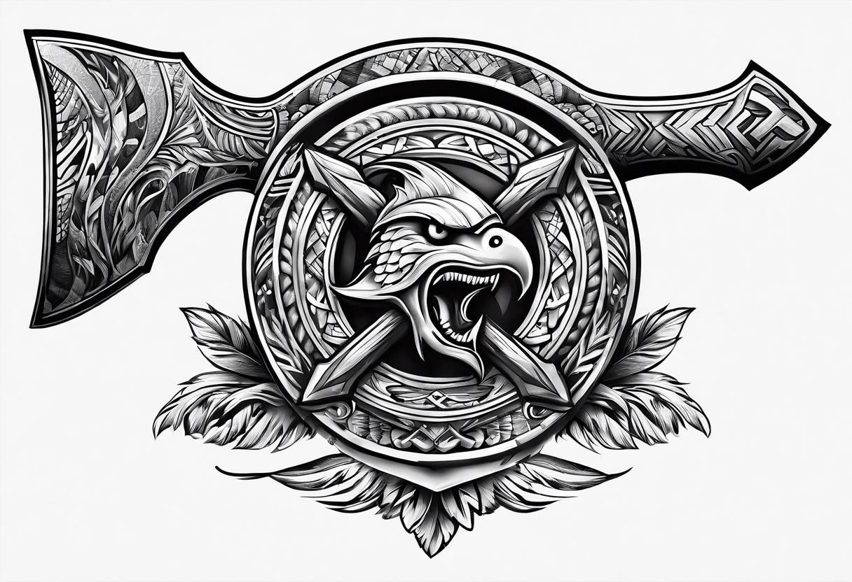 Tomahawk with carvings tattoo idea