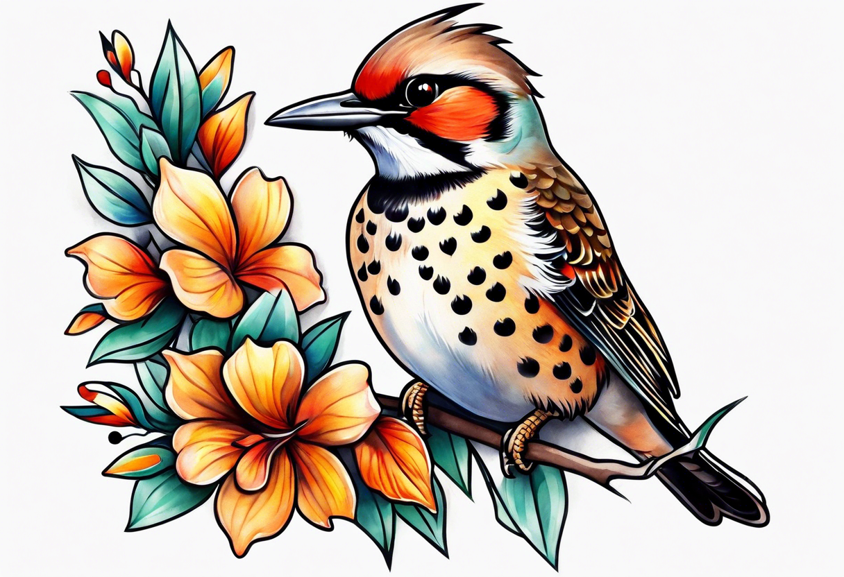 Female flicker bird tattoo idea