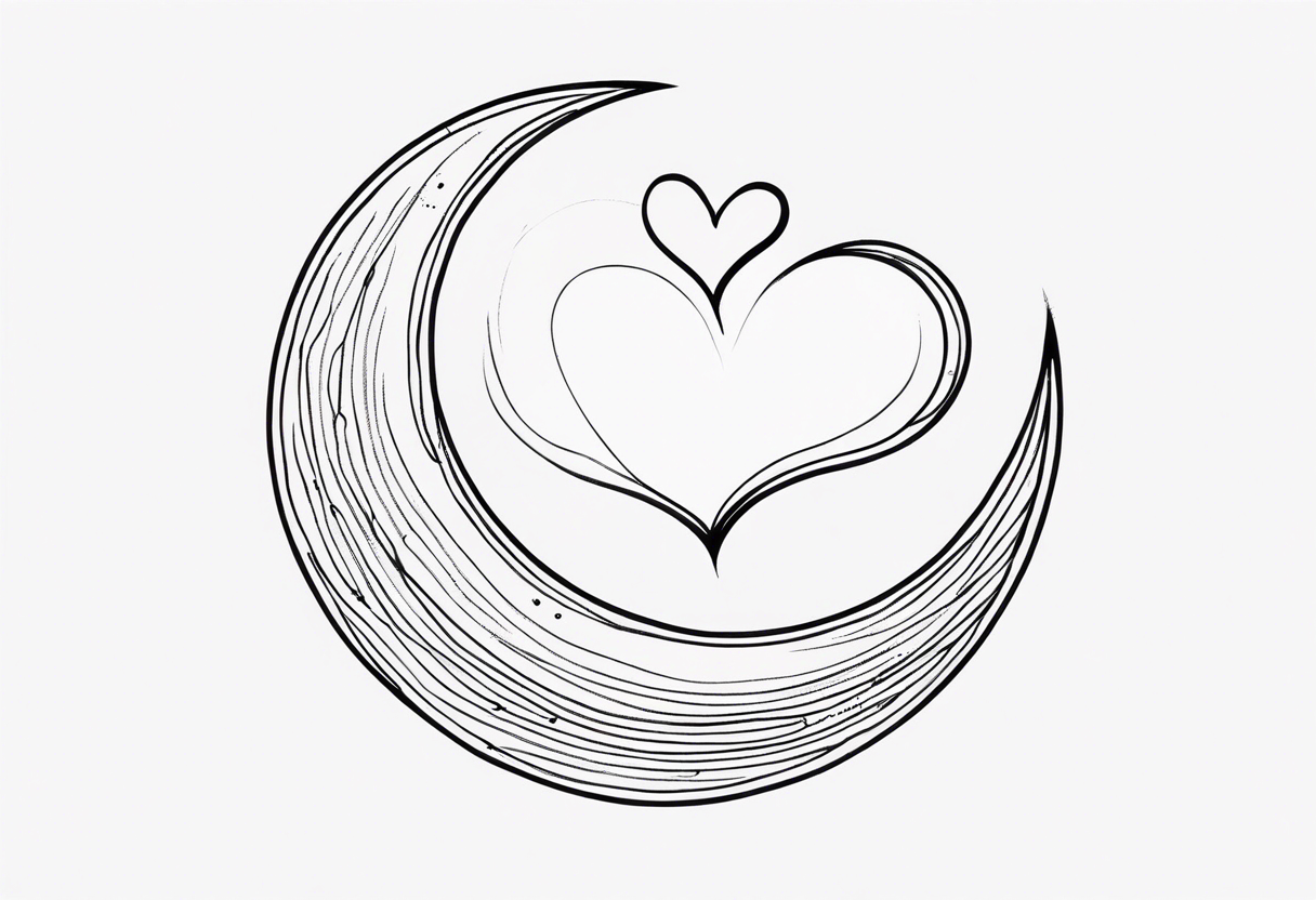 Crescent moon with a love heart inside it tattoo idea