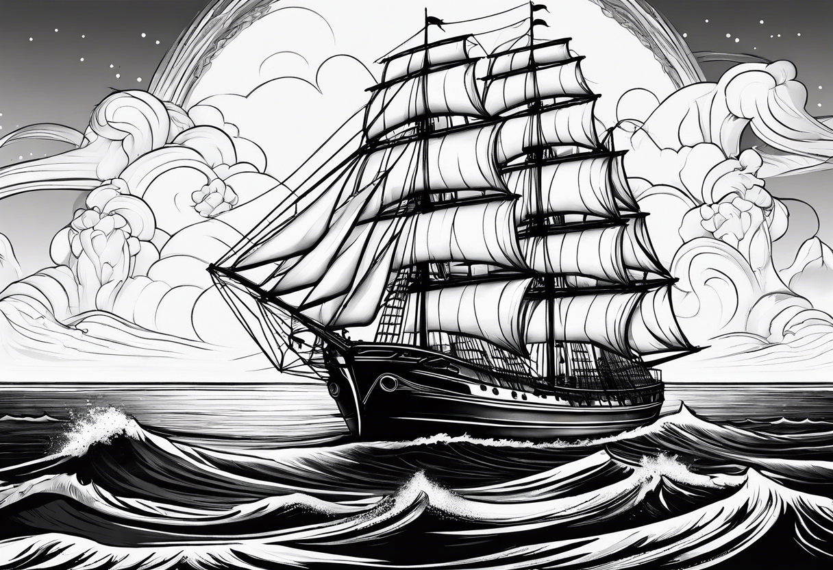 Schooner sailboat tattoo idea