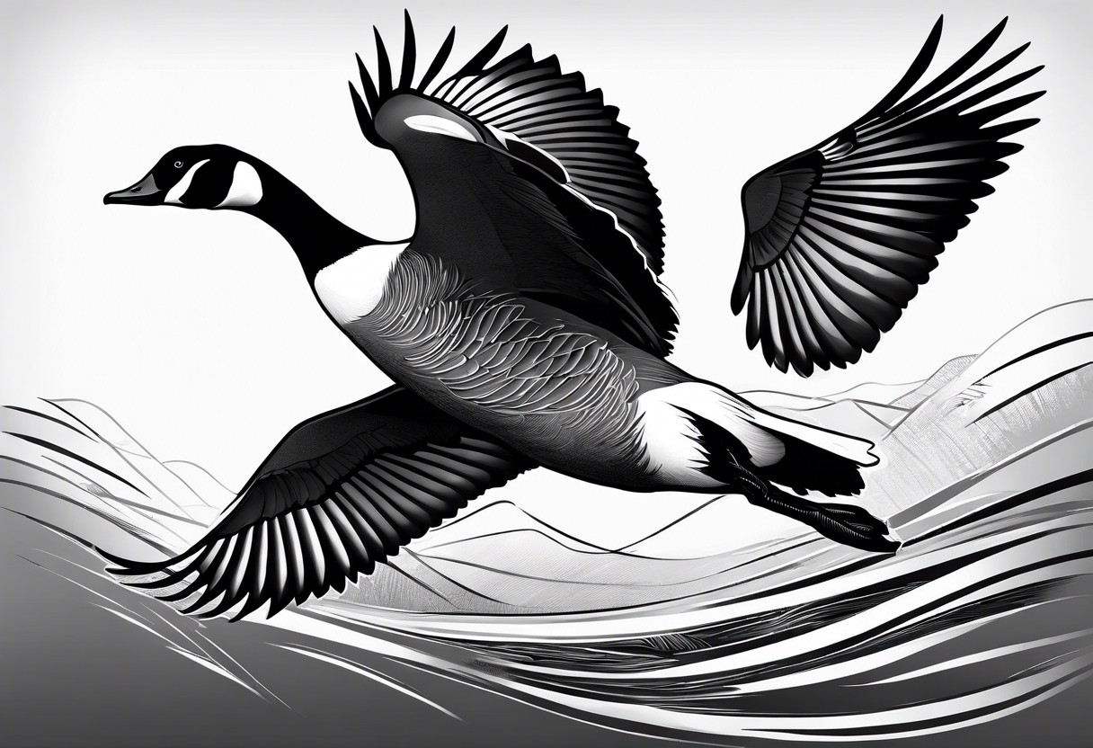 canadian goose taking off wind Background edgeways tattoo idea