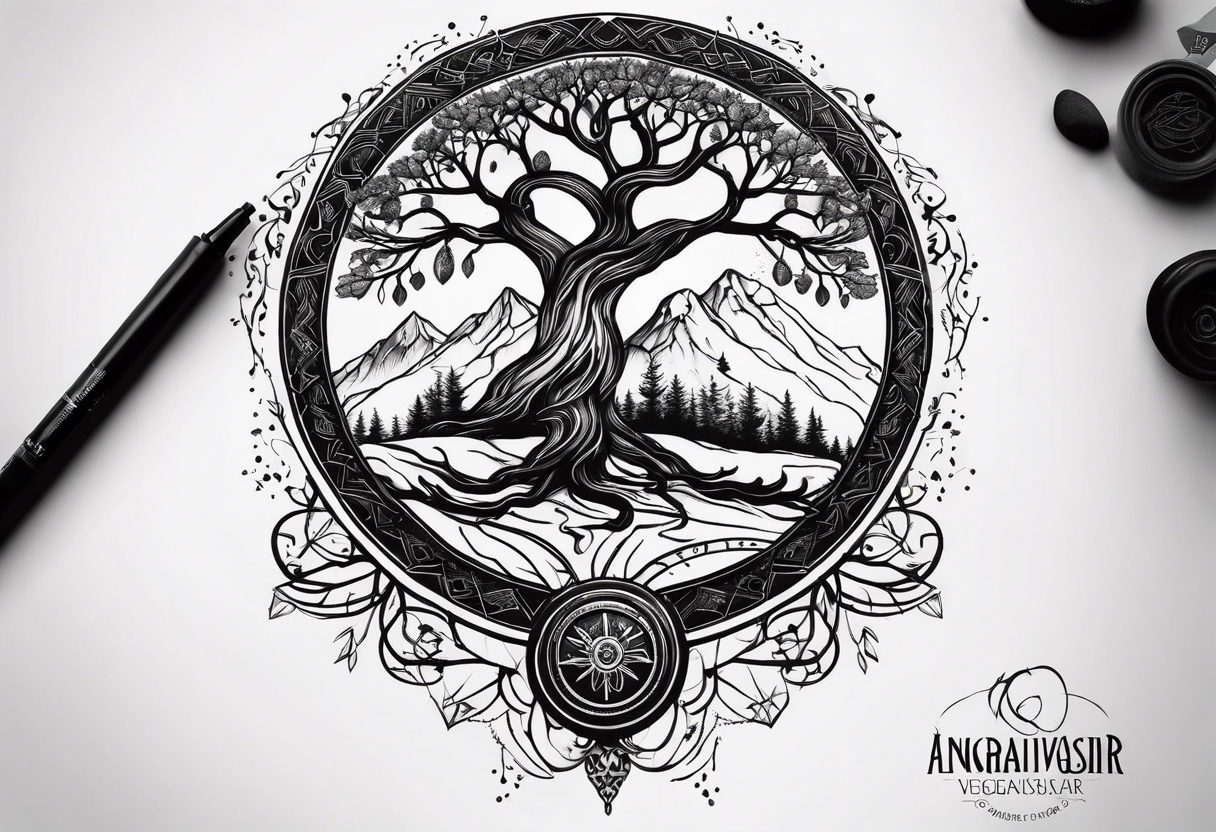 yggdrasil and vegvisir tattoo idea