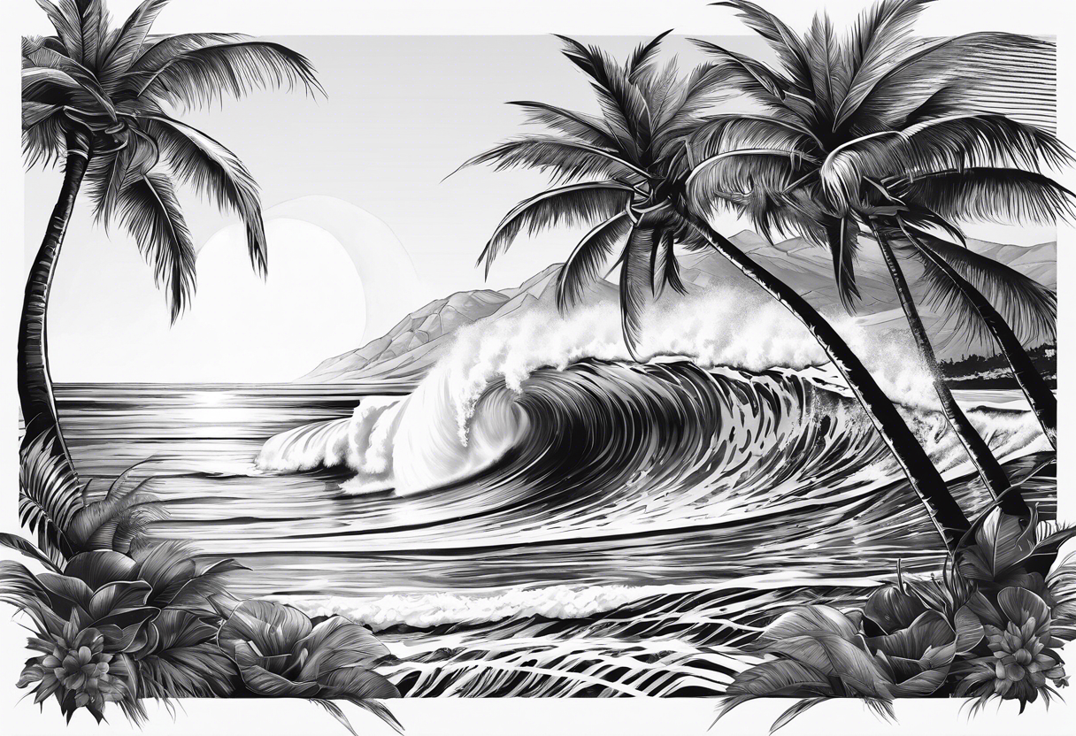 Palm tree, surfing tattoo idea