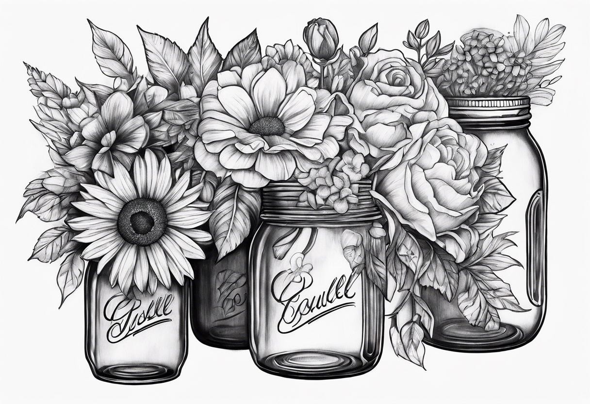 Mason jar bouquet tattoo idea