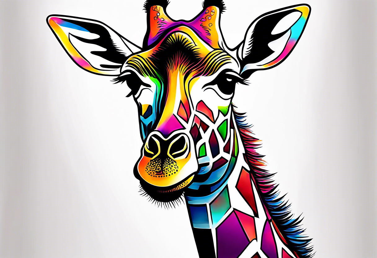 a psychedelic giraffe tattoo idea