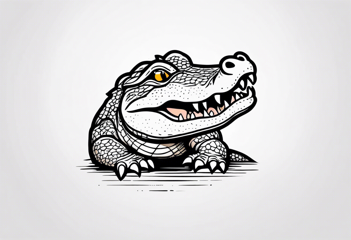 cute face baby small crocodile tattoo idea