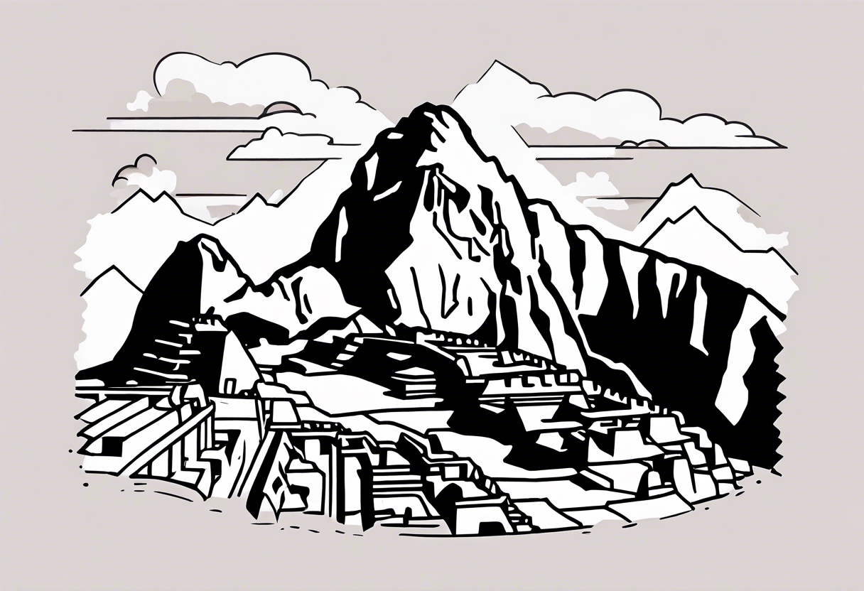 Machu Picchu is minimalistically expressed in a few lines tattoo idea