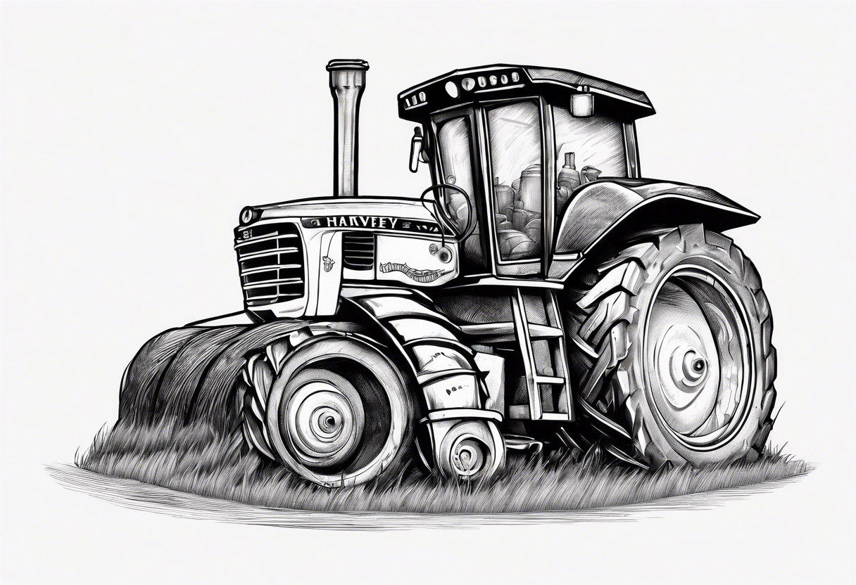 Grain tractor, mill, Harvey moon, grain tractor off loading tattoo idea