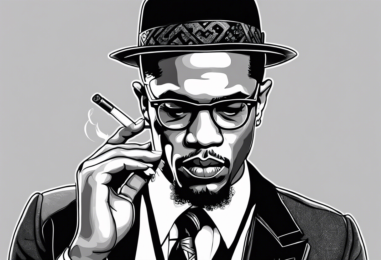 Malcolm X smoking cigarette tattoo idea