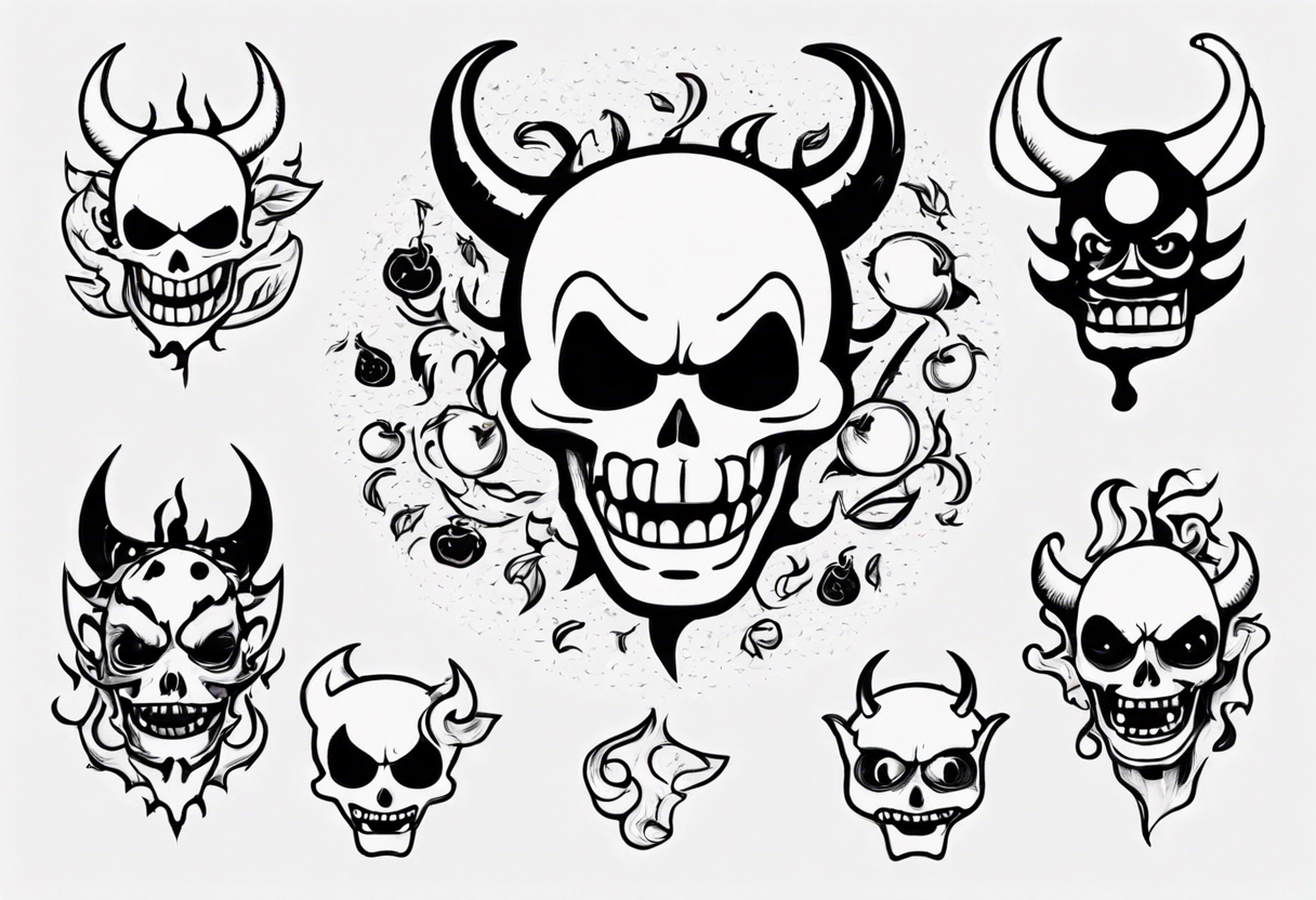 small line of small devil tattoo pattern