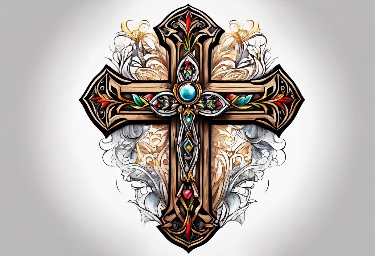 wooden cross of Christ tattoo idea