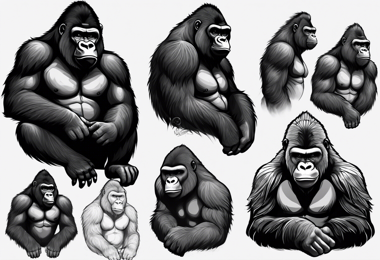 Full body African gorilla tattoo idea