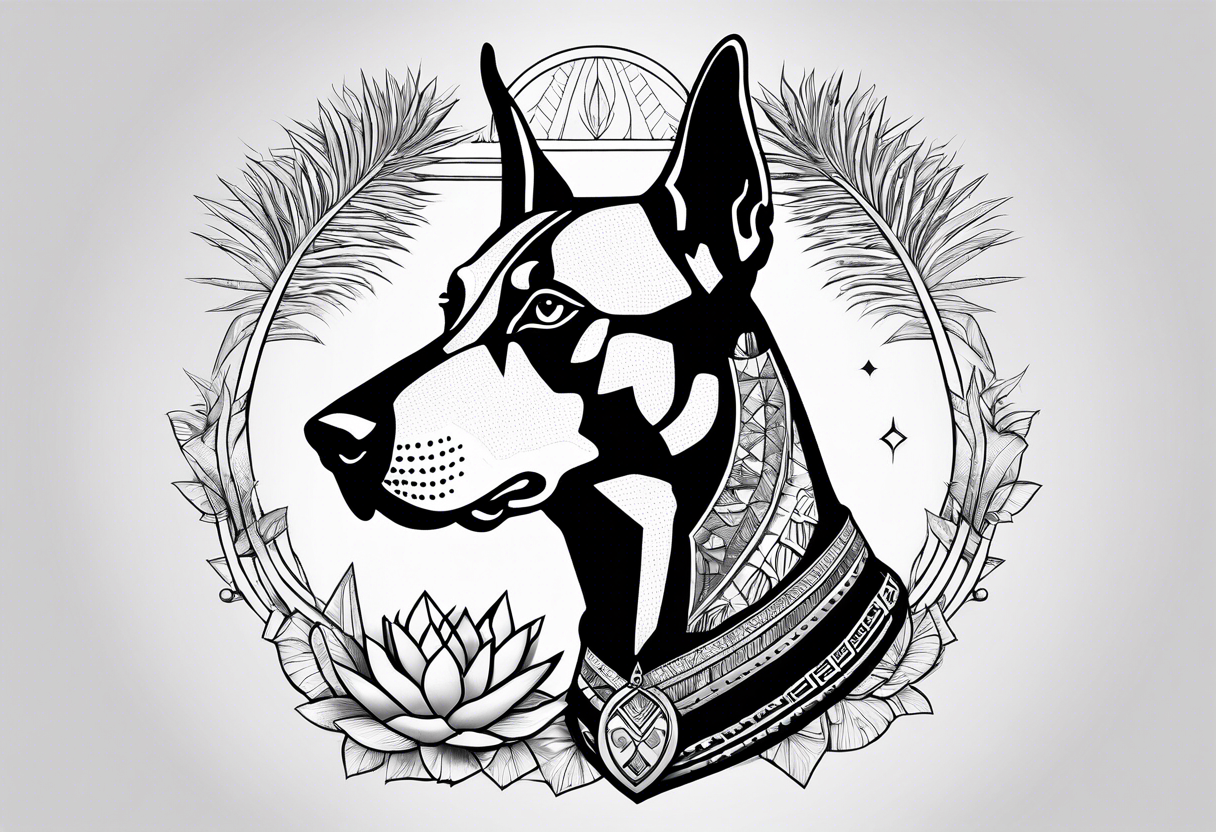 tropical egyptian dobermann tattoo idea