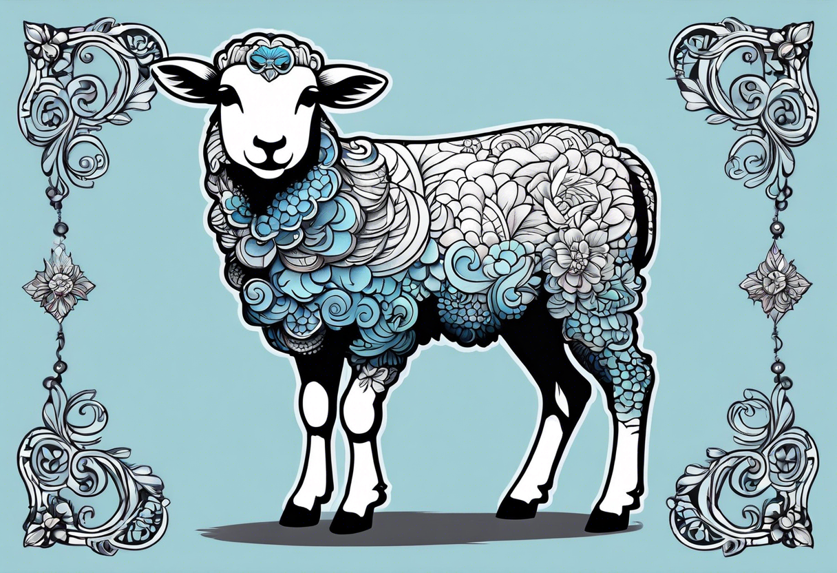 Pastel blue Lamb tattoo idea