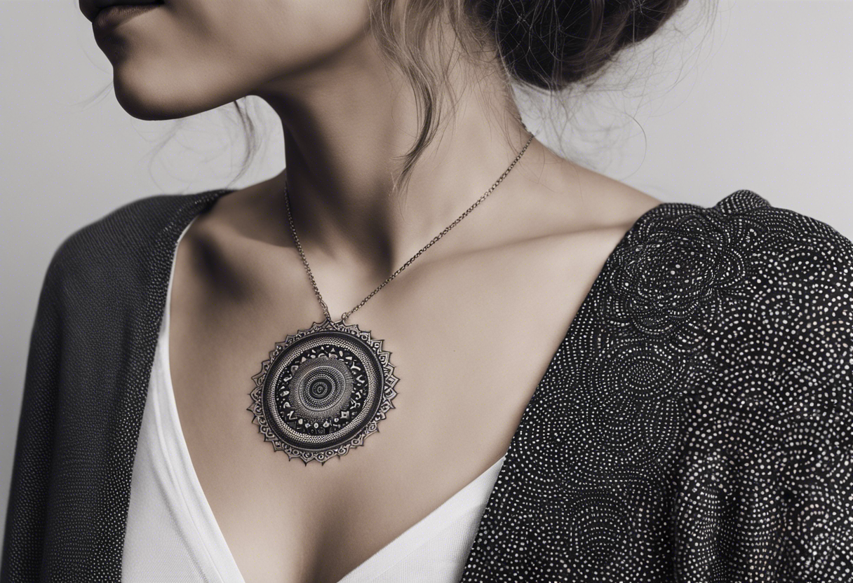 A feminin minimalist mandala with simple dit chain tattoo idea