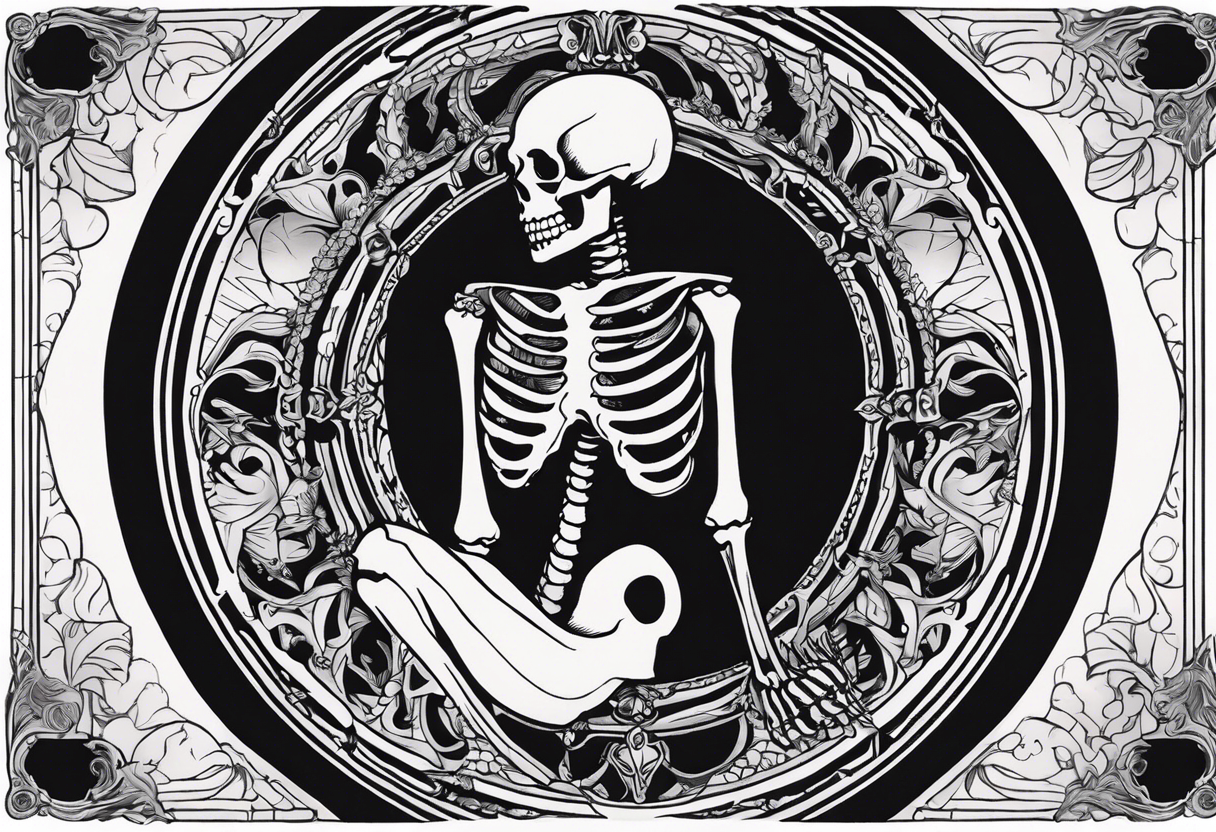 wheel of fate tarot card with a female skeleton tattoo idea