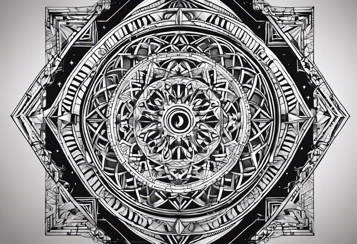 combine the symbol of pi and geometric patterns representing the golden ratio in my tattoo design. Additionally, I'd like to include symbols related to Reiki and Stoic philosophy. tattoo idea