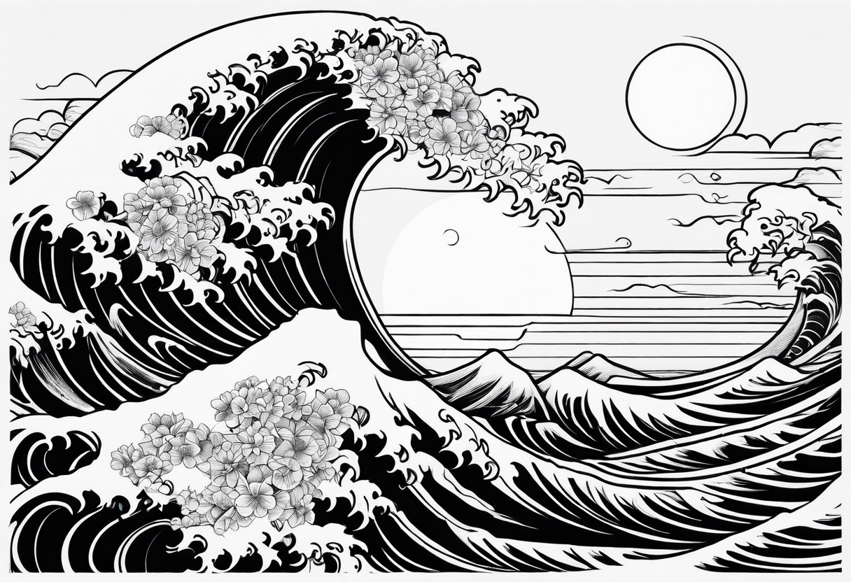 Waves , cat, sun tattoo idea