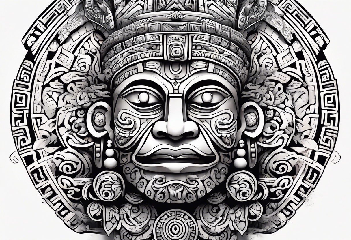 Glyph Mayan sculpture tattoo idea