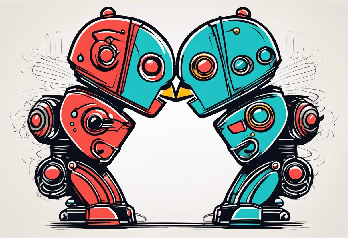 Kissing robot tattoo idea