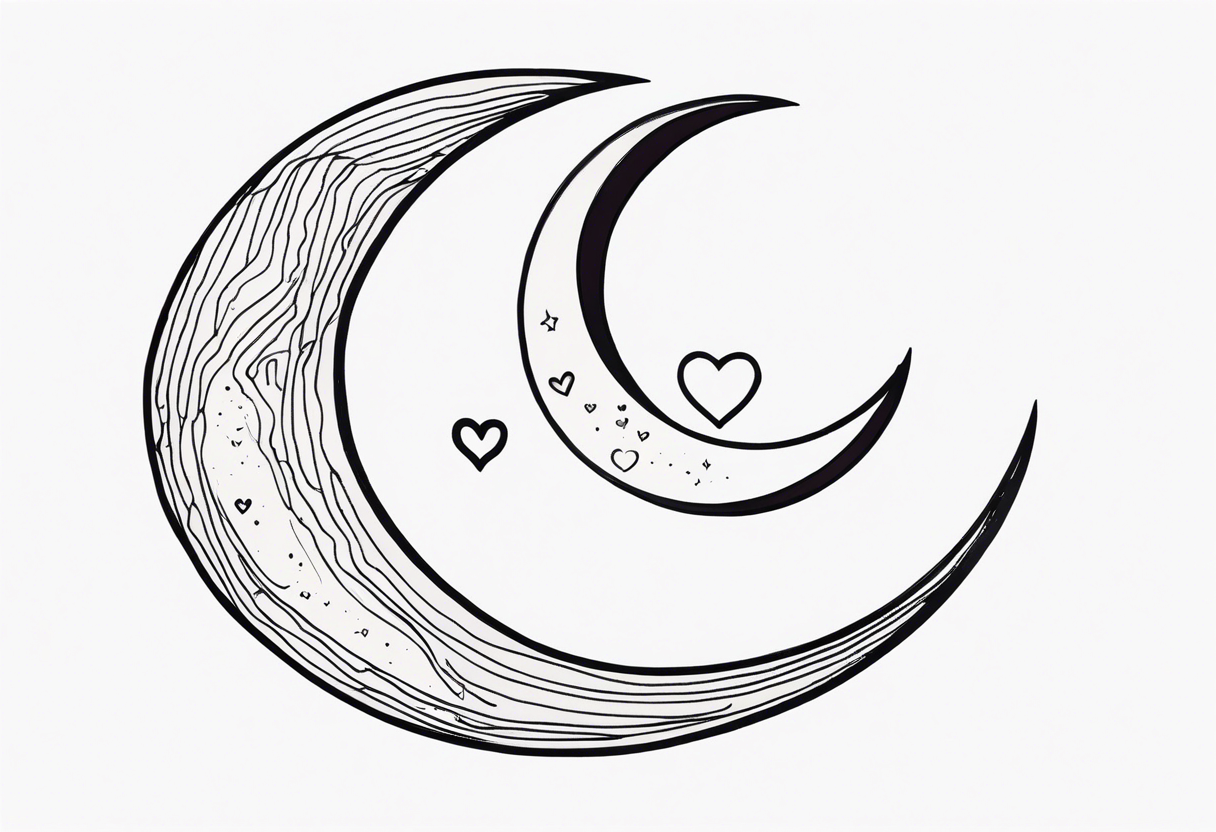 Crescent moon with a love heart inside it tattoo idea