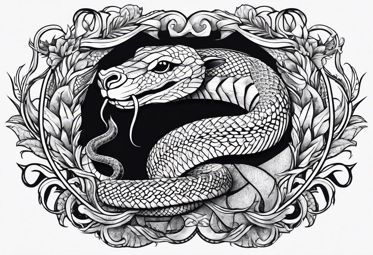 On the goat's head is a snake. tattoo idea