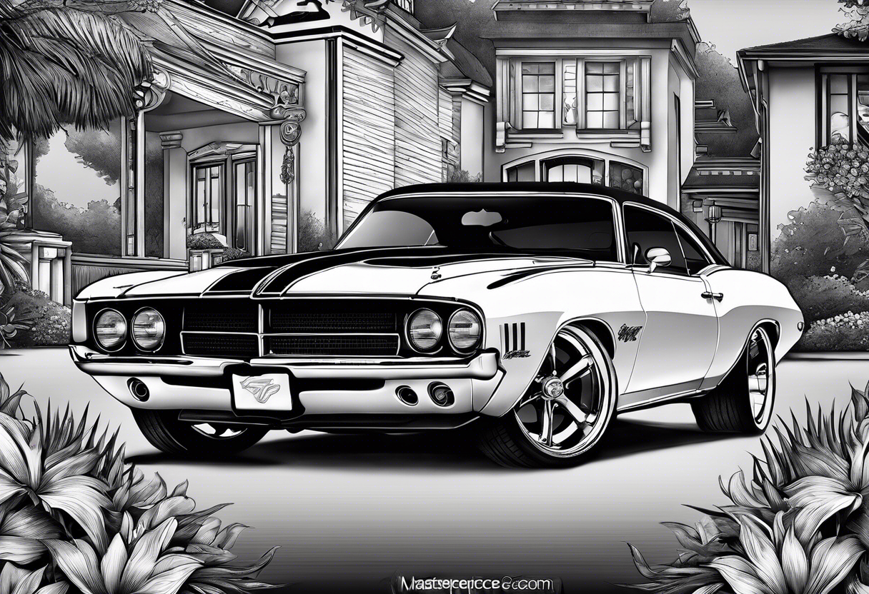 I want the tattoo to be dedicated to classic old school
Muscle cars tattoo idea