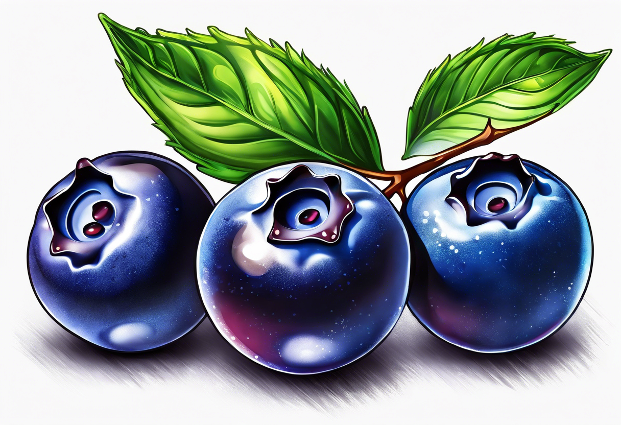 3 blueberries with a leaf tattoo idea