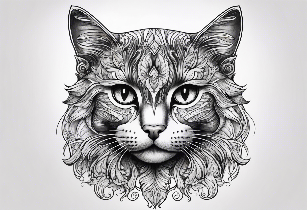 Black and white cat tattoo idea