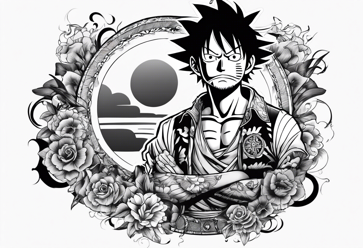 Luffy half normal half gear 5 tattoo idea