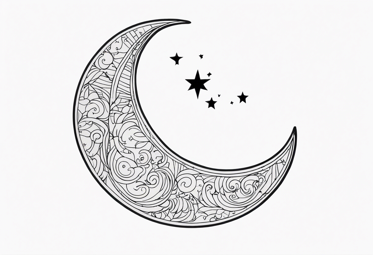 Crescent moon with a love heart inside tattoo idea