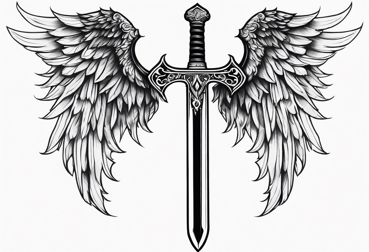 Sword with angel wings tattoo idea