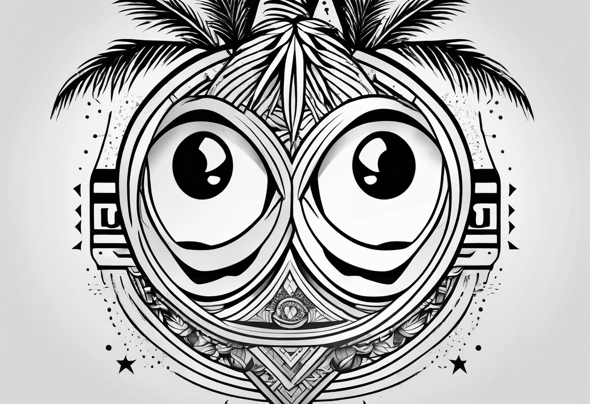 Smiley palm trees eyes tattoo idea