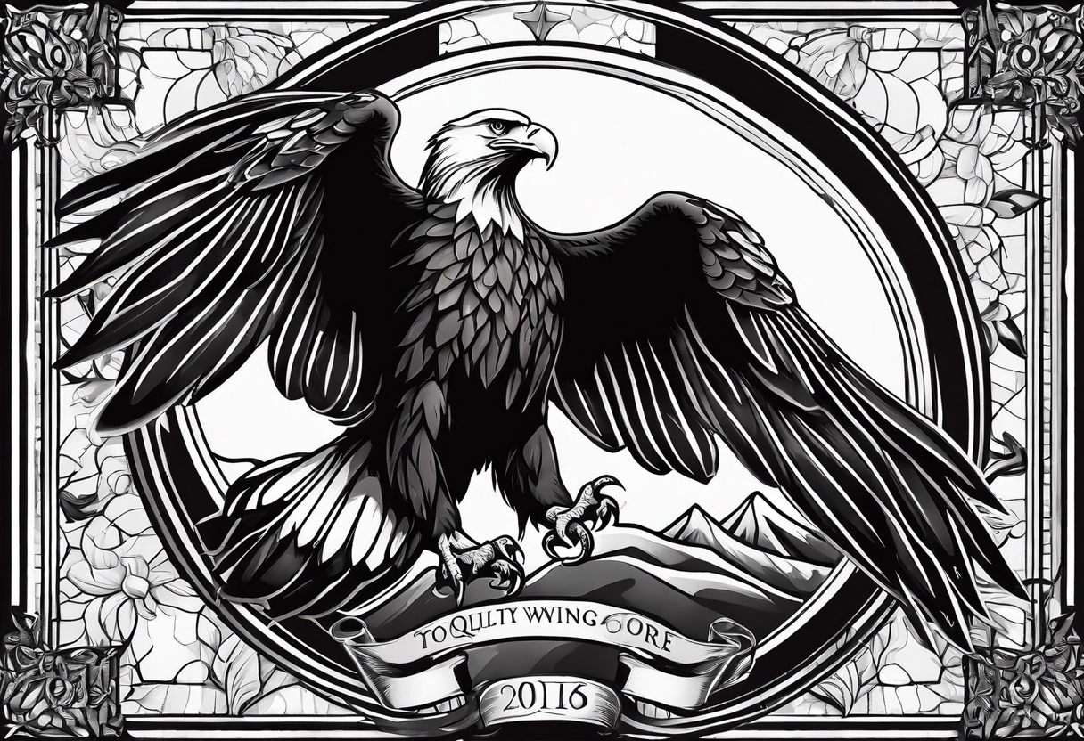 Eagle Wing tattoo with wording Momento Mori. Tattoo should not be too dark or too Light. Balanced tattoo idea