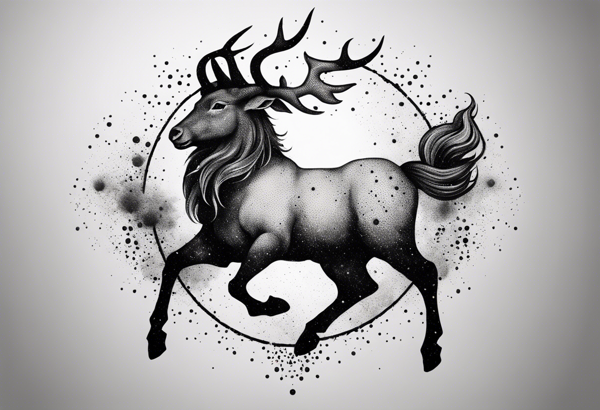 exploding capricorn tattoo idea