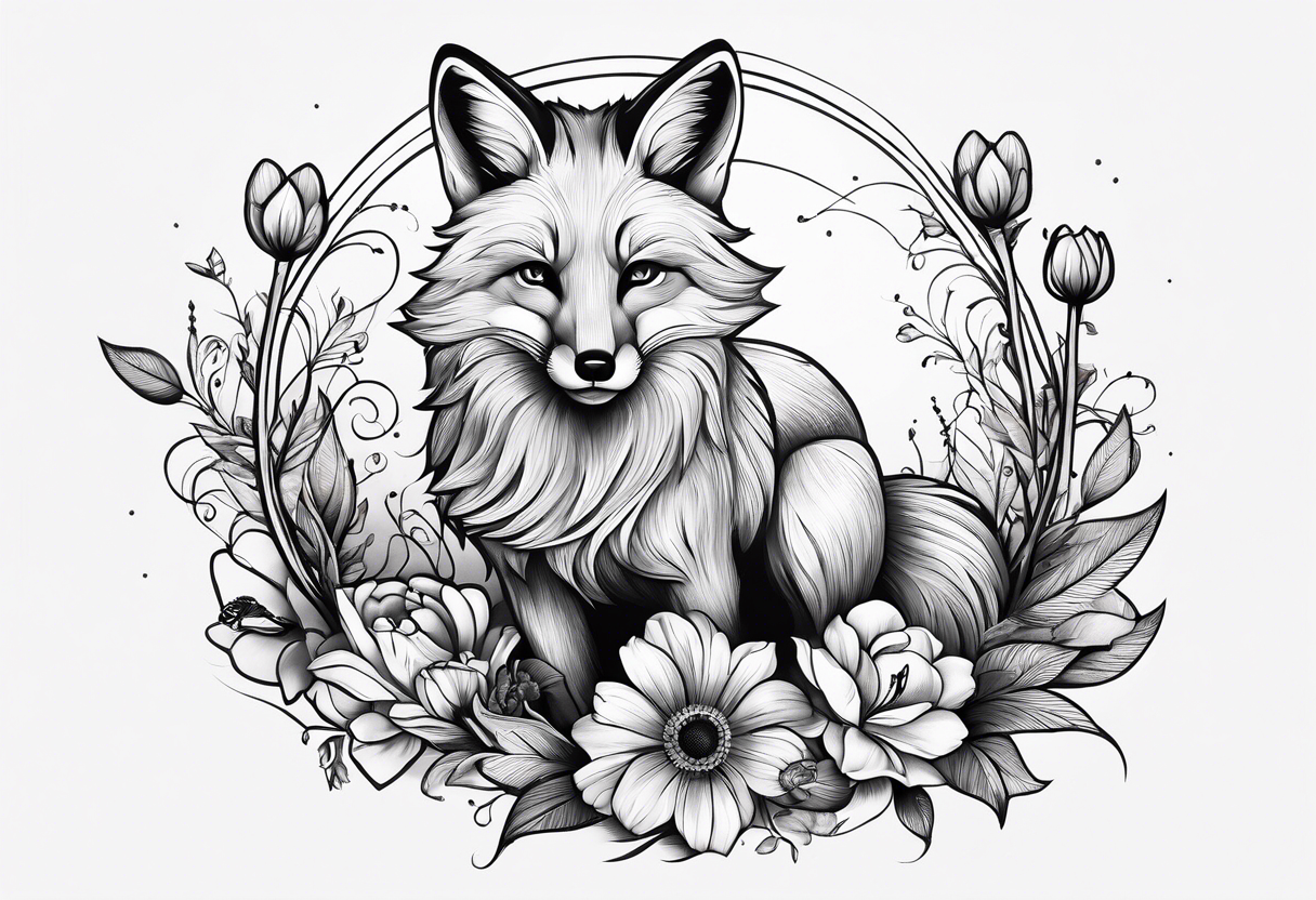 A forearm tattoo of a fox running and a honey bee tattoo idea