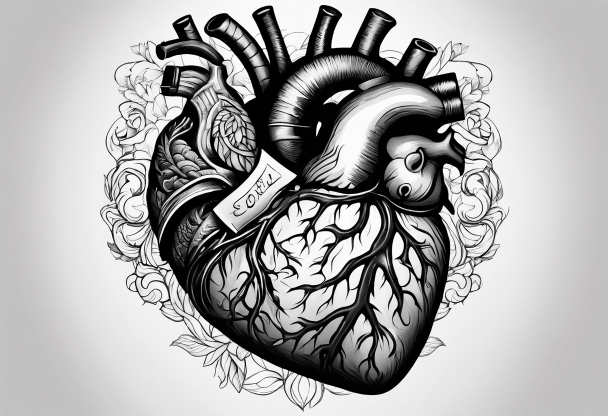 Anatomical heart tattoo idea