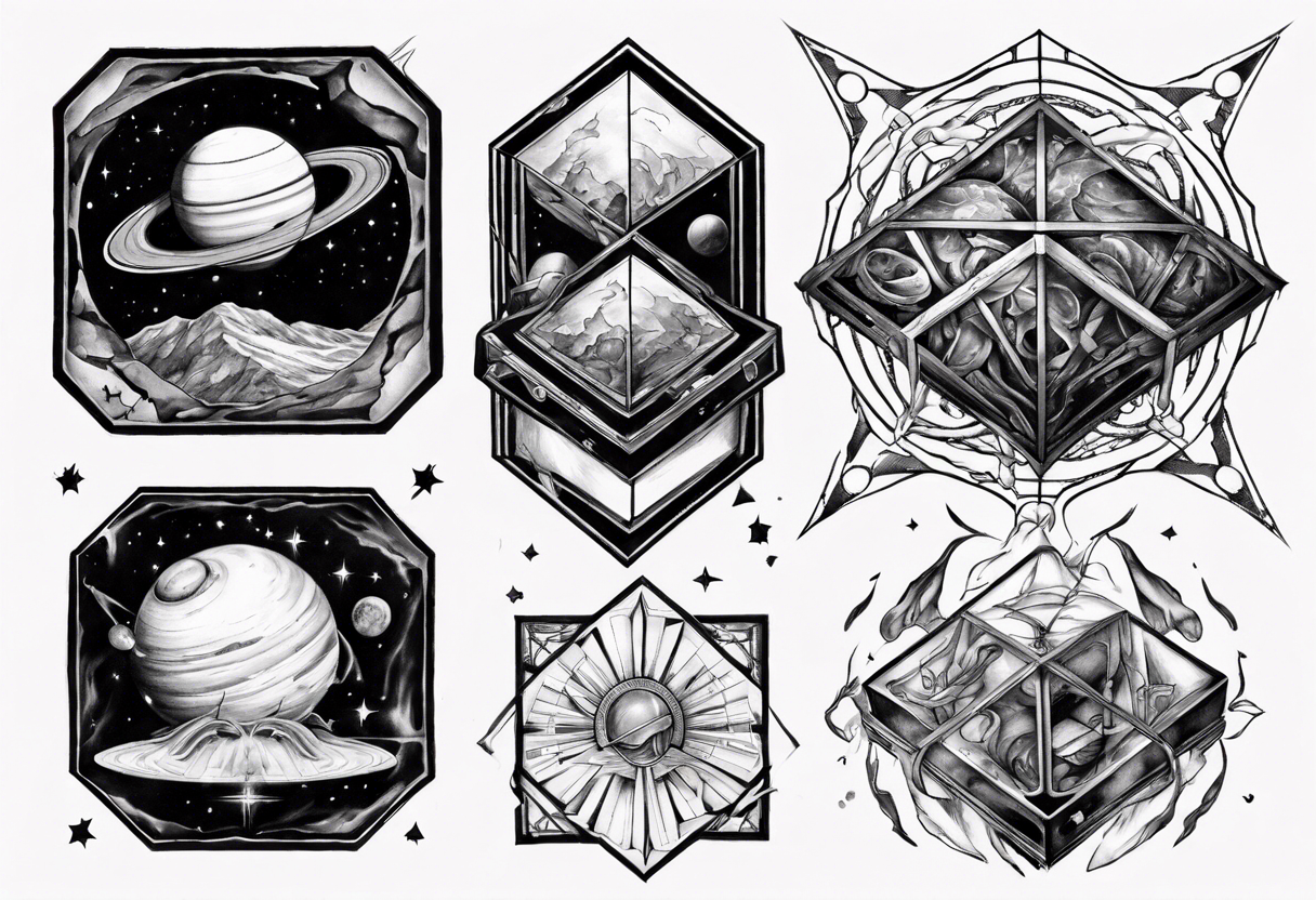 Escape black cube of saturn tattoo idea