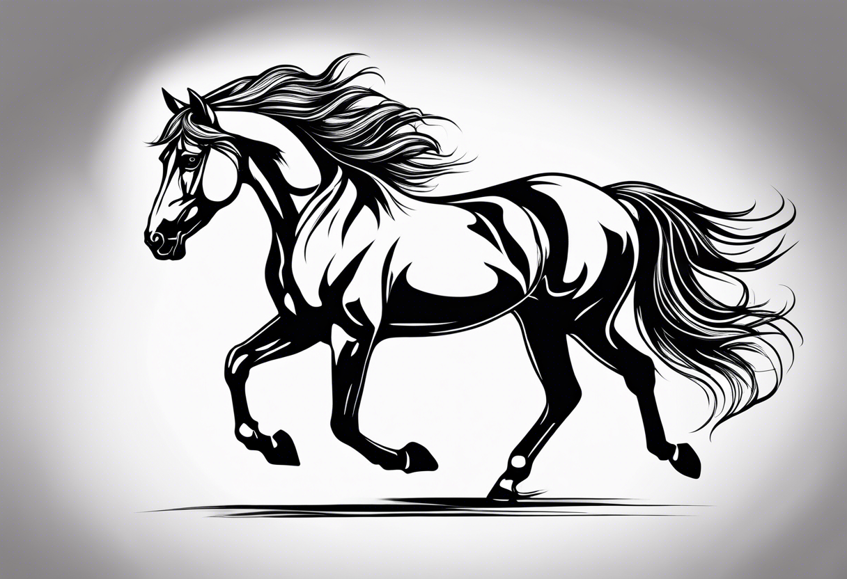 Horse with flyaway mane tattoo idea