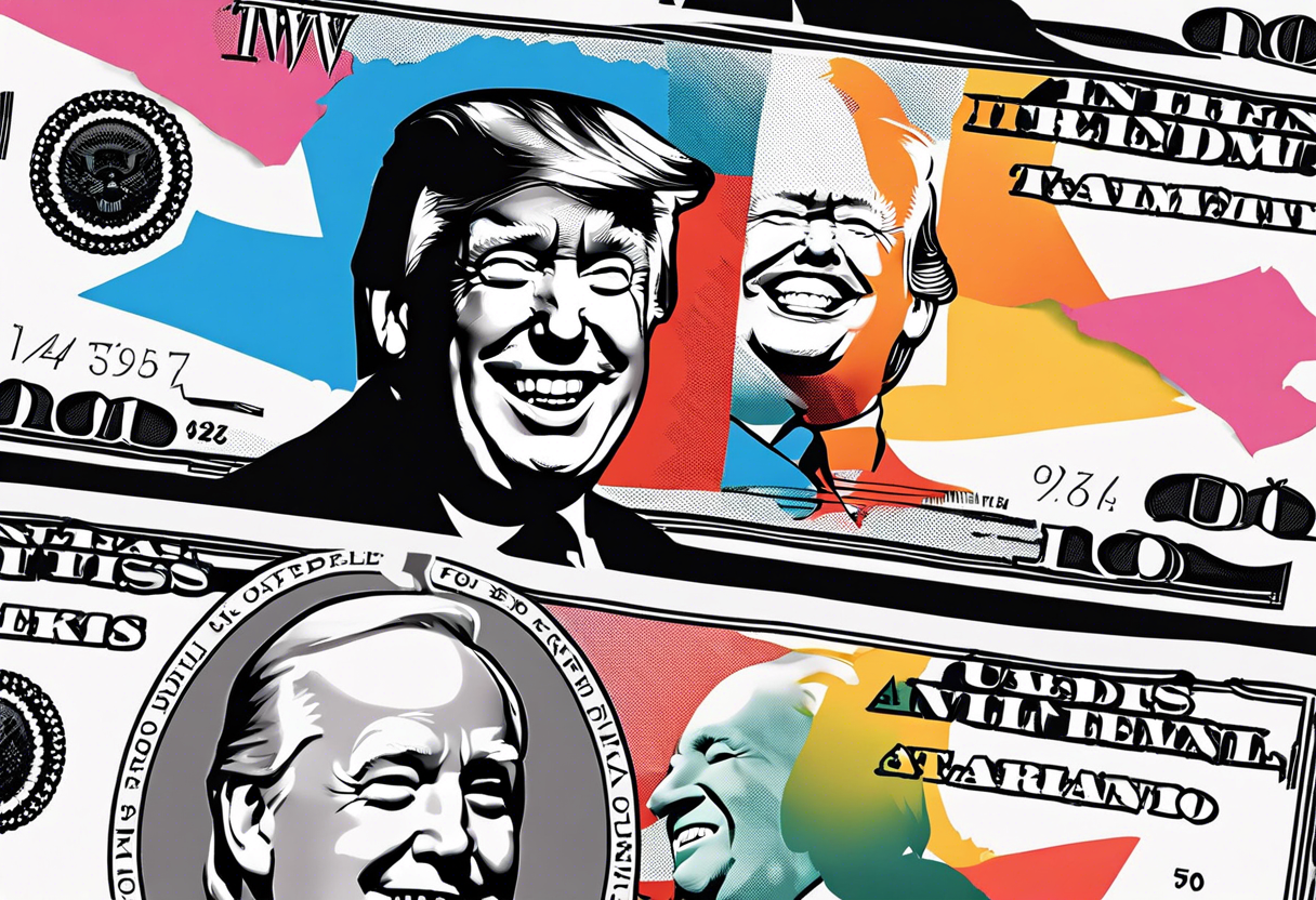 U.S. bills with President Trump laughing. tattoo idea