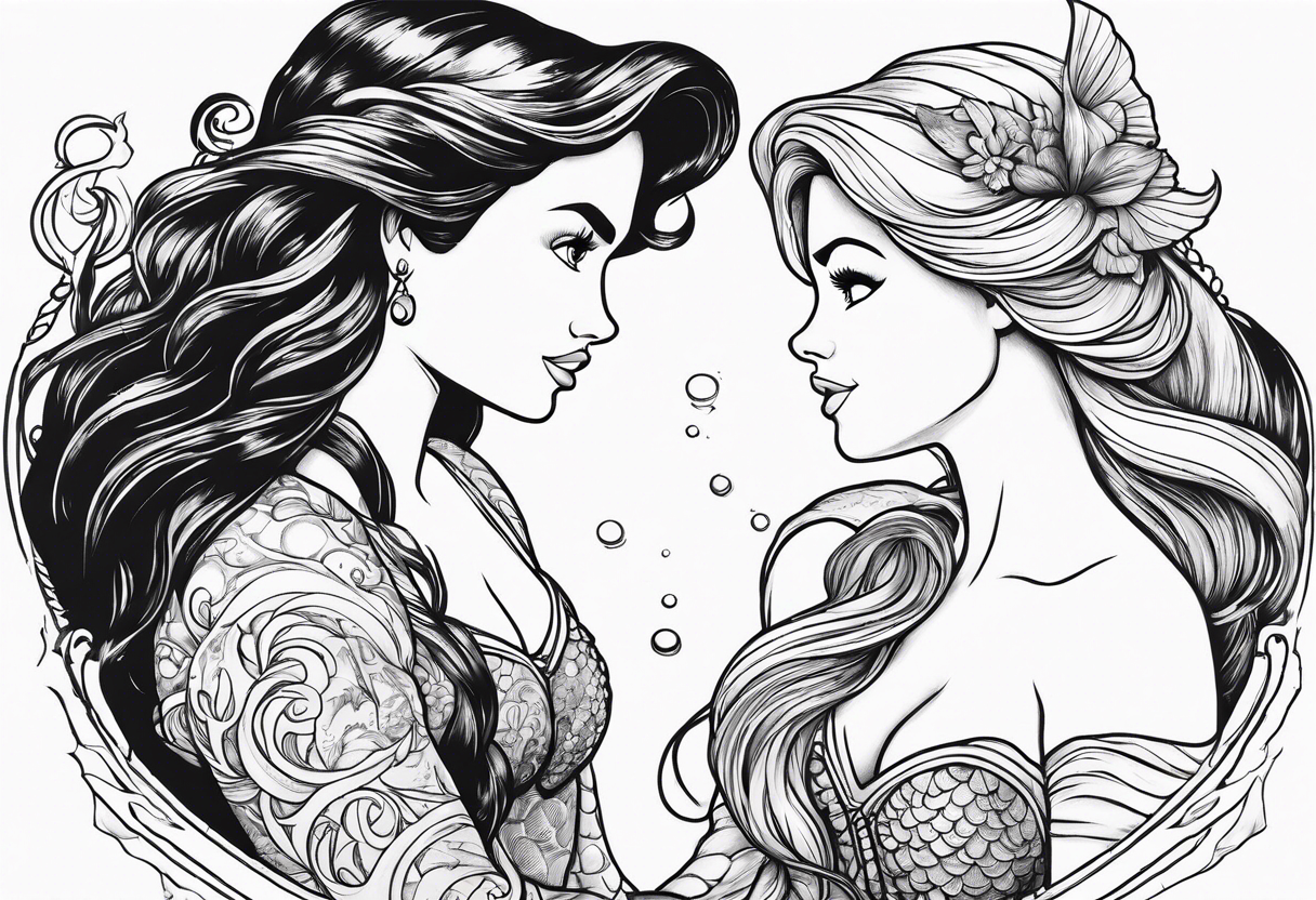 Little mermaid Ariel with founder and Sebastian tattoo idea